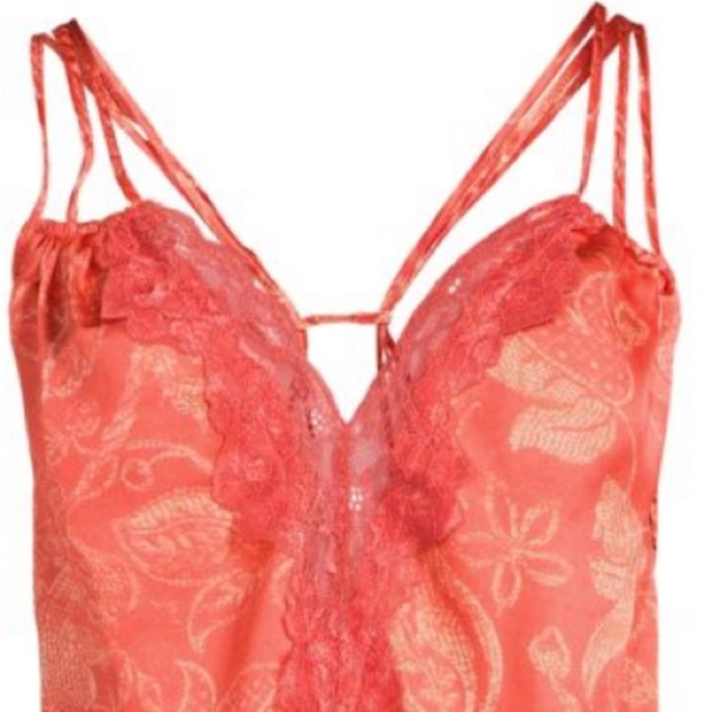 Free People size S Coral floral print strappy sleeveless Off The Coast Camisole - Picture 7 of 16